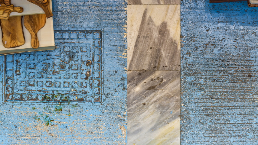 Footage 4k Time-lapse, Crowd of People walking on the Pandrossou Street market in the old city plaka of Athens, High view from building retail shop, Top view of suburban neighborhood, Athens, Greece.