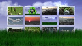 Monitors in the Nature and Grass Scene, Animation, Background, 4k
