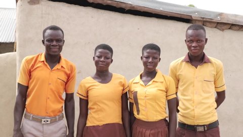 Ghana, West Africa - August 1, 2019: African school children smiling.