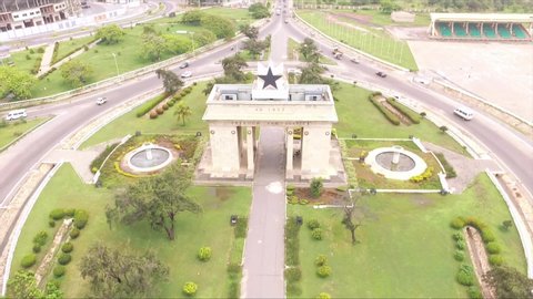 Ghana, West Africa - Drone shot of the Black Star Square in Accra.