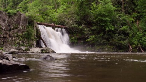 Beautiful Abrams Falls waterfall in Great Smoky Mountains 4k