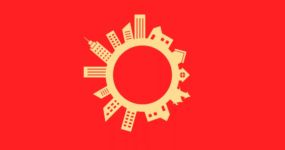 looped buildings 2D  animation - house and buildings animation