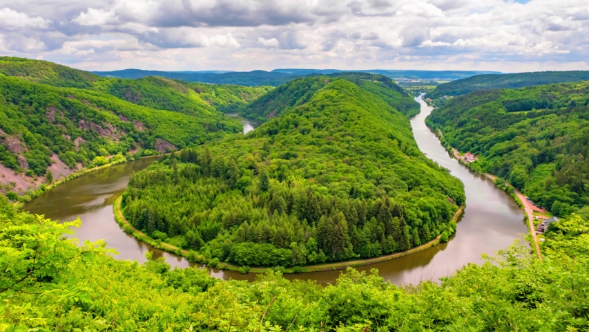 saarschleife saar loop germany timelapse Stock Footage Video (100% ...