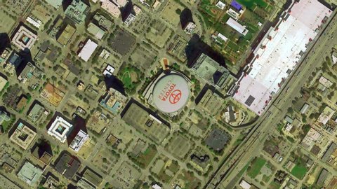 Houston Texas USA: Earth Zoom from Toyota Center