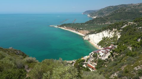 Panoramic sight of the beautiful Gargano coastline. Apulia (Puglia), Italy.