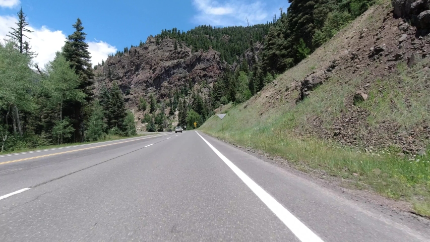 Drive plate on highway 160 east bound through Wolf Creek pass in southern Colorado