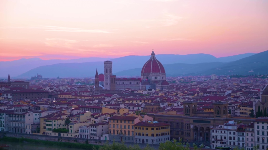 The view from Piazzale Michelangelo of Florence (Firenze), Italy. | Shutterstock HD Video #1034649080