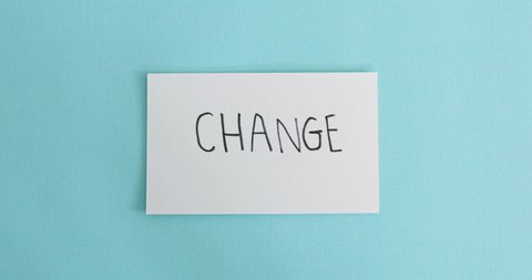 hand flip the paper card of  change  to chance word ,motivation for changing mindset from negative to positive concept