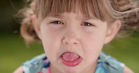 Portrait Cute Little Girl Making Faces Stock Footage Video (100% ...