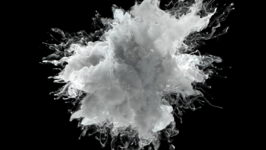 Color Burst - white smoke powder explosion fluid ink paint particles slow motion alpha matte isolated on black | Shutterstock HD Video #1034675555