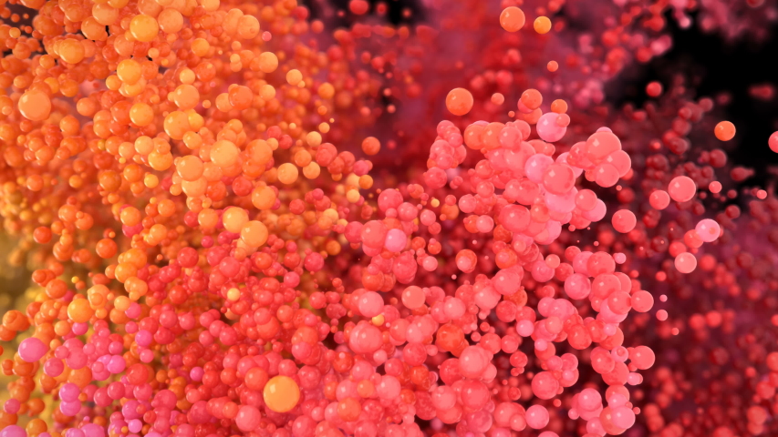 Bubble Burst - colorful orange pink yellow red foaming balls balloons spheres explosion slow motion foam macro isolated on black alpha matte Royalty-Free Stock Footage #1034675690