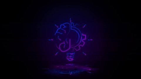 lamp brain and gear in neon effect mp4 video