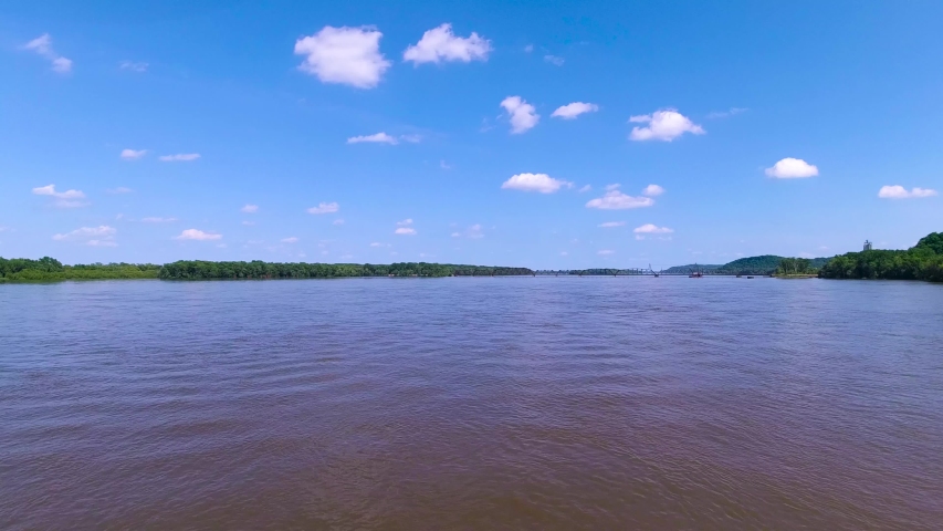 Low Level Flight over the Mississippi River Aerial View 