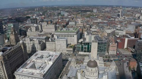 Liverpool Liver Buildings Flying Backwards 4K