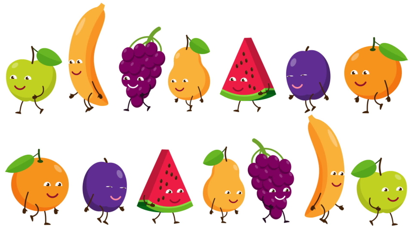 Cartoon Fruits With Faces Are Stock Footage Video 100 Royalty Free 1034705381 Shutterstock