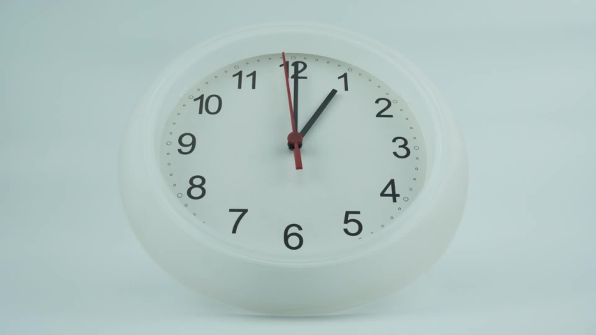 One Oclock White Wall Clock Stock Footage Video 100 Royalty Free Shutterstock