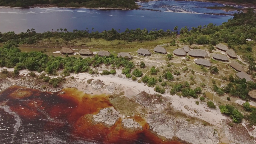 View of Canaima National Park Lagoon waterfalls