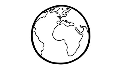 Black and white Earth cartoon animation. Doodle crazy pulsing globe. Looks like a fantastic ball. Fully hand drawn. Looping rotation. Good for whiteboard or blackboard.