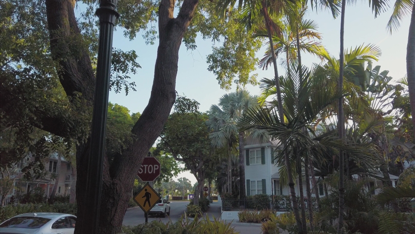 residential houses and street of Key West, Florida, USA. 17 July 2019 