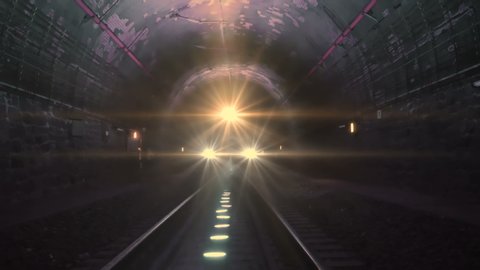 Extreme train coming towards camera in a railway tunnel. Representing achieving your goals, getting through problems and obstacles or problems seem bigger than they really are