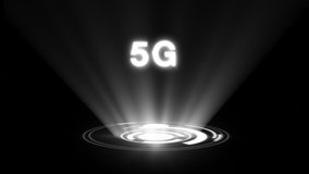 Hologram Projection With 5G Word, Animation, Futuristic Background, With Alpha Channel. - Powered by Shutterstock - Get 15% off with code: PIKWIZARD15