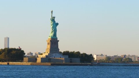 Iconic Statue of Liberty, Famous Landmark of New York, Usa, 240fps Slow Motion
