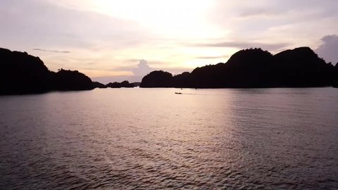 Sunset Moving Boat Against Hills Misool Stock Footage Video (100% ...