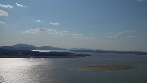 Hills of North Korea across the river