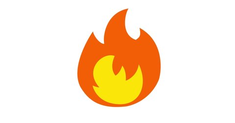 Fire Emoji reaction, icon animation on white background _ seamless video