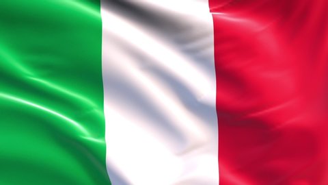 Italy flag as background in loop, Italian flag in slow motion animation waving in the wind realistic 60 fps. The Italian Republic.