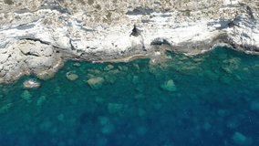 drone aerial film camera Mallorca coast rocks tranquility sea green blue whater summer