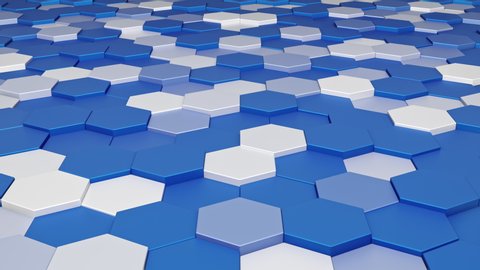Hexagon blue texture hopping, 4k background, cg animation stock loop video, 