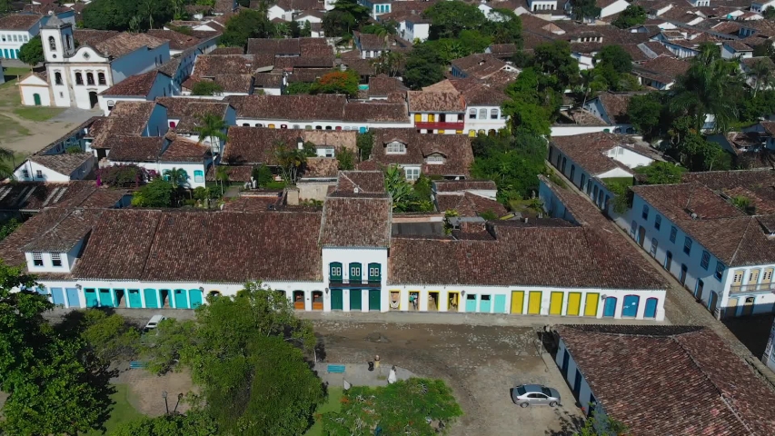 Paraty Brazil Colonial architecture aerial view
