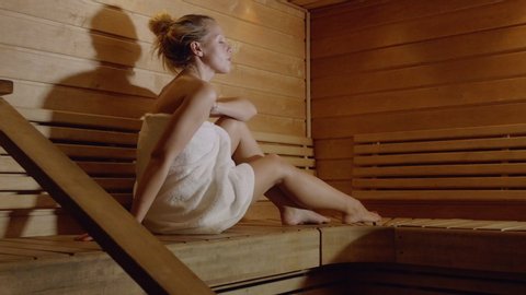 Sauna blonde in Infrared Sauna
