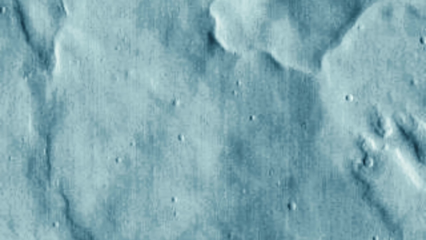 Flying over mars. Craters and dunes in mars. Made from public domain images of NASA.