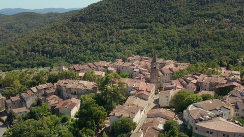 Aerial shot of Bargemon, small village in south of France in the Provence-Alpes-Côte d'Azur district