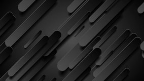 Black 3d composition with geometric diagonal shapes. Abstract dark tech motion background. Seamless looping. Video animation Ultra HD 4K 3840x2160