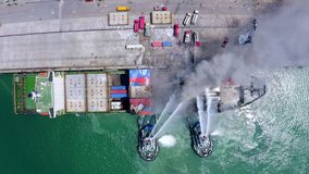 Cargo fire accident at the port