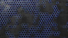 Abstract hexagon random pattern on dark board 3d render animation. - Powered by Shutterstock - Get 15% off with code: PIKWIZARD15