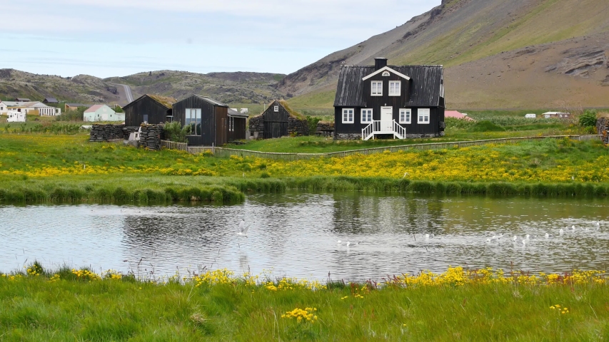 Arnarstapi -  village, clifs, landscapes of Iceland.
