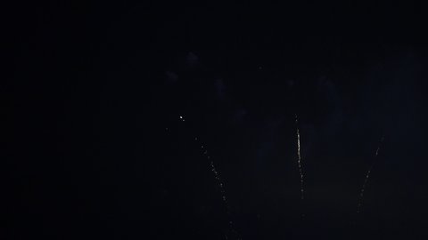 Close up of fireworks exploding in the night sky.