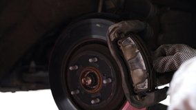 automotive brake repair replacement of pads on rotor and brake pad clips