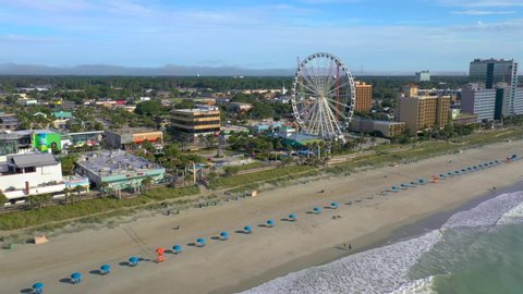 Flying by Myrtle Beach South Carolina aerial video