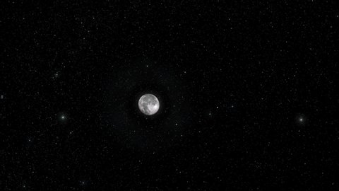 Moon Phase Seen from afar in Starry Night Concept-H2 seen from space with realistic and natural moon and star effect animation.  