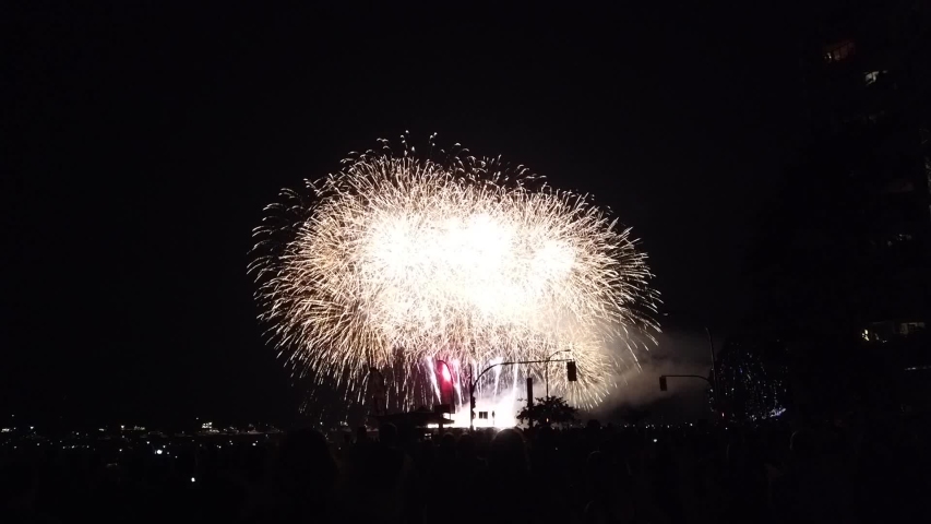 Fireworks competition at English bay harbor, Vancouver, British Colombia, Canada.