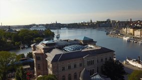 Stockholm/Sweden  06/13/2019 video of  central Stockholm in daylight taken by drone camera