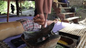 Slow motion clip of massage by feet 