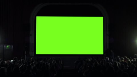 Cinema Theater Hall with Green Screen. You can replace green screen with the footage or picture you want with “Keying” effect in AE (check out tutorials on Internet).