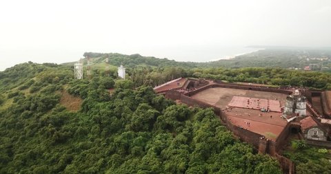 Drone shot of Fort Aguada in Goa, India
