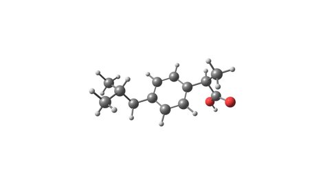 Ibuprofen molecule - medication of the nonsteroidal anti-inflammatory drug class